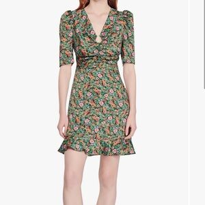 Sandro Green Floral Mini Dress